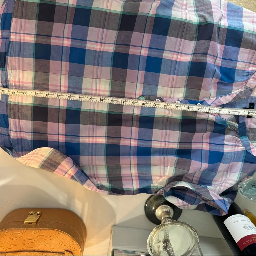 Talbots Multicolor Plaid Blouse US-Medium - Picture 7 of 8